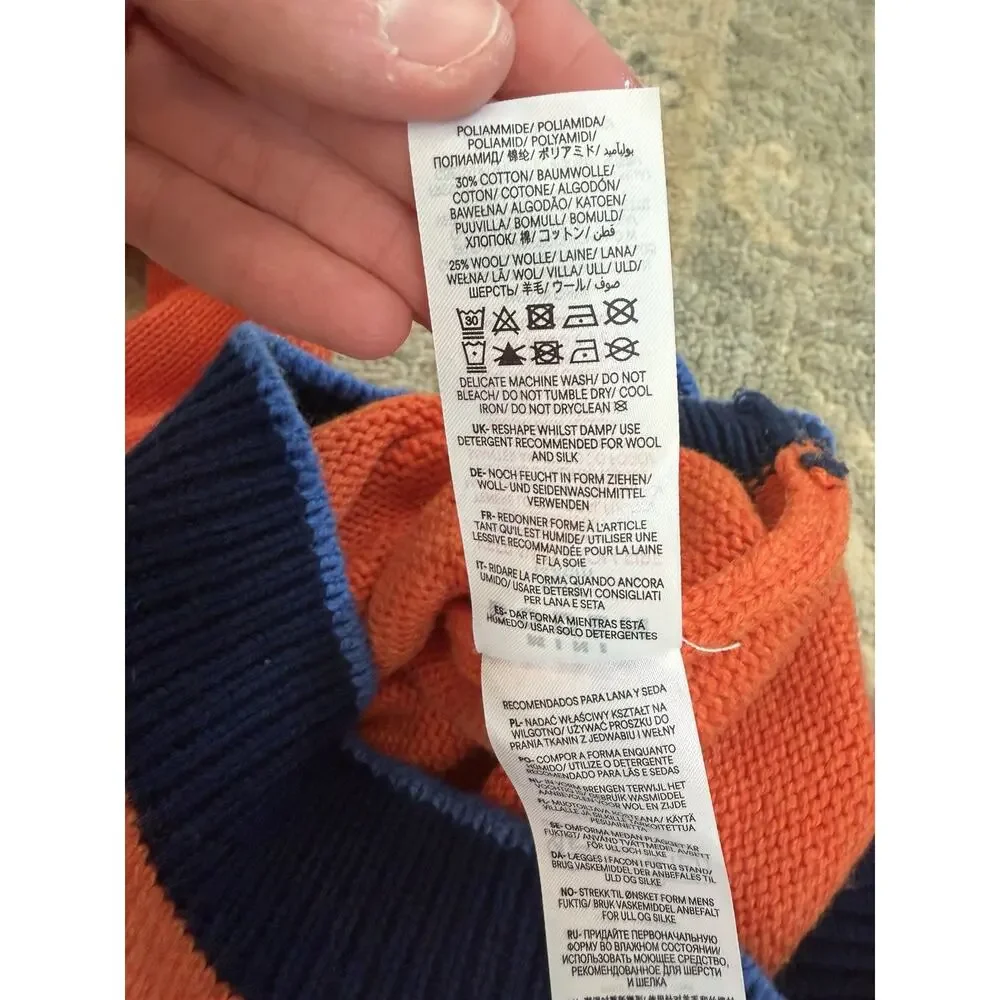 Mini Boden Orange Fair Isle Wool Blend Sweater Kids Sz 6-7 NWT $79